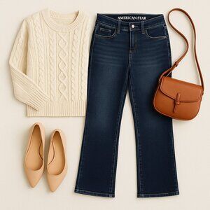 American Star Stretch Dark Wash Straight Leg Jeans | Women’s Size 16